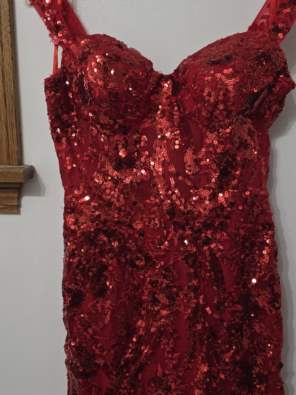 Strapless Red Sequin Evening Dress - Glamorous Women's Formal Gown